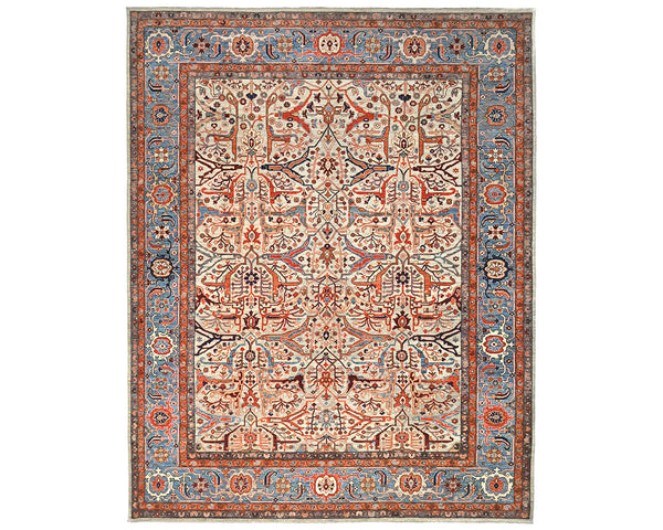 9x12 Gray Blue Aryana Afghan Hand Knotted Veg Dye Wool Area Rug